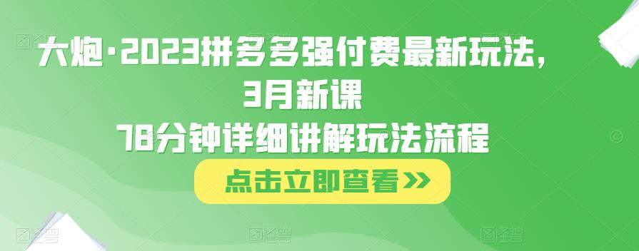 火炮·2023拼多多平臺強付全新游戲玩法,3月新教78分鐘詳細講解游戲玩法步驟 - 嚴選資源大全