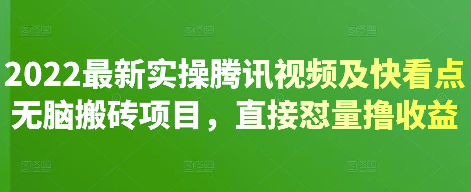 2022最新實操騰訊視頻及快看點無腦搬磚項目,直接懟量擼收益? - 嚴(yán)選資源大全
