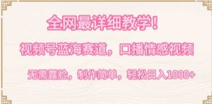 全網最詳細教學，視頻號藍海賽道，口播情感視頻，無需露臉，制作簡單，輕松實現日入1000+ - 嚴選資源大全 - 嚴選資源大全