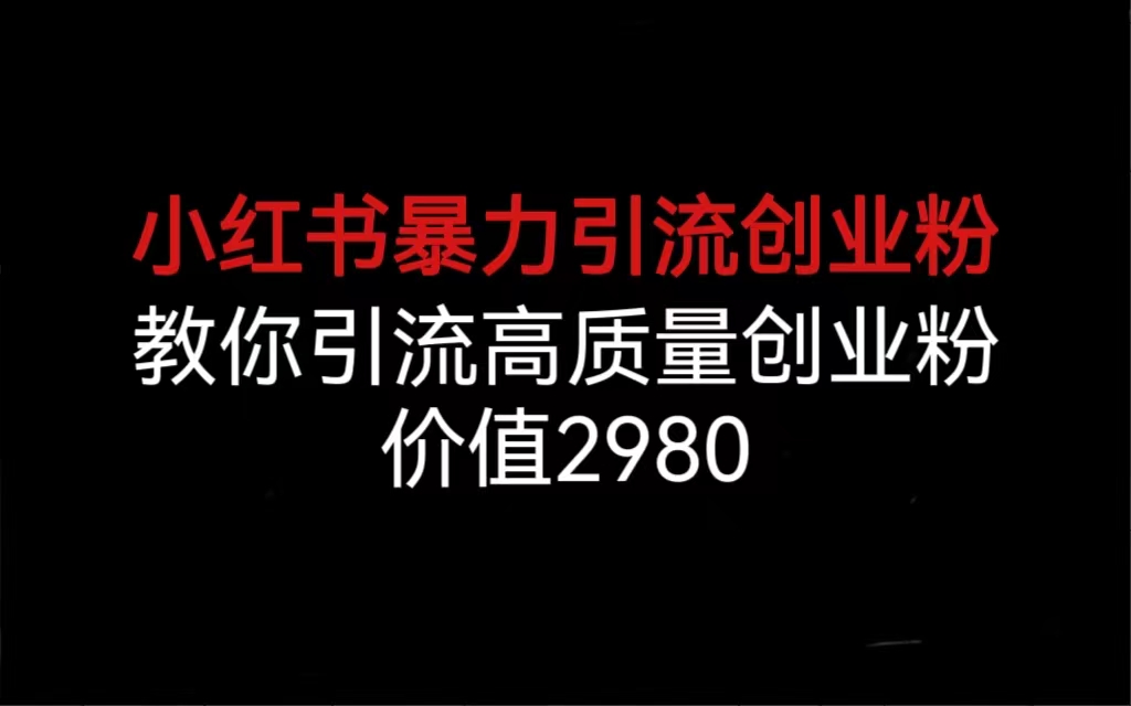 小紅書暴力引流創業粉,教你引流高質量創業粉,價值2980 - 嚴選資源大全