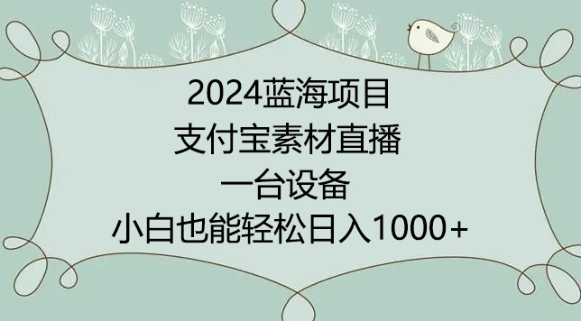2024年藍(lán)海項(xiàng)目，支付寶素材直播，無(wú)需出境，小白也能日入1000+ ，實(shí)操教程 - 嚴(yán)選資源大全