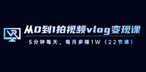從0到1拍視頻vlog-變現課，5分鐘每天，每月多賺1W（22節課） - 嚴選資源大全 - 嚴選資源大全