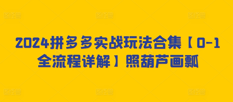 2024拼多多實戰玩法合集【0-1全流程詳解】照葫蘆畫瓢 - 嚴選資源大全