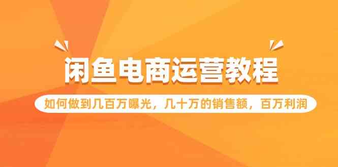 （9560期）閑魚電商運營教程：如何做到幾百萬曝光，幾十萬的銷售額，百萬利潤. - 嚴選資源大全