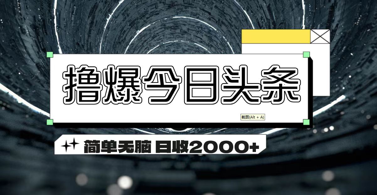 擼爆今日頭條 簡單無腦操作 日收2000+ - 嚴(yán)選資源大全