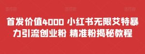 首發價值4000 小紅書無限艾特暴力引流創業粉 精準粉揭秘教程 - 嚴選資源大全 - 嚴選資源大全