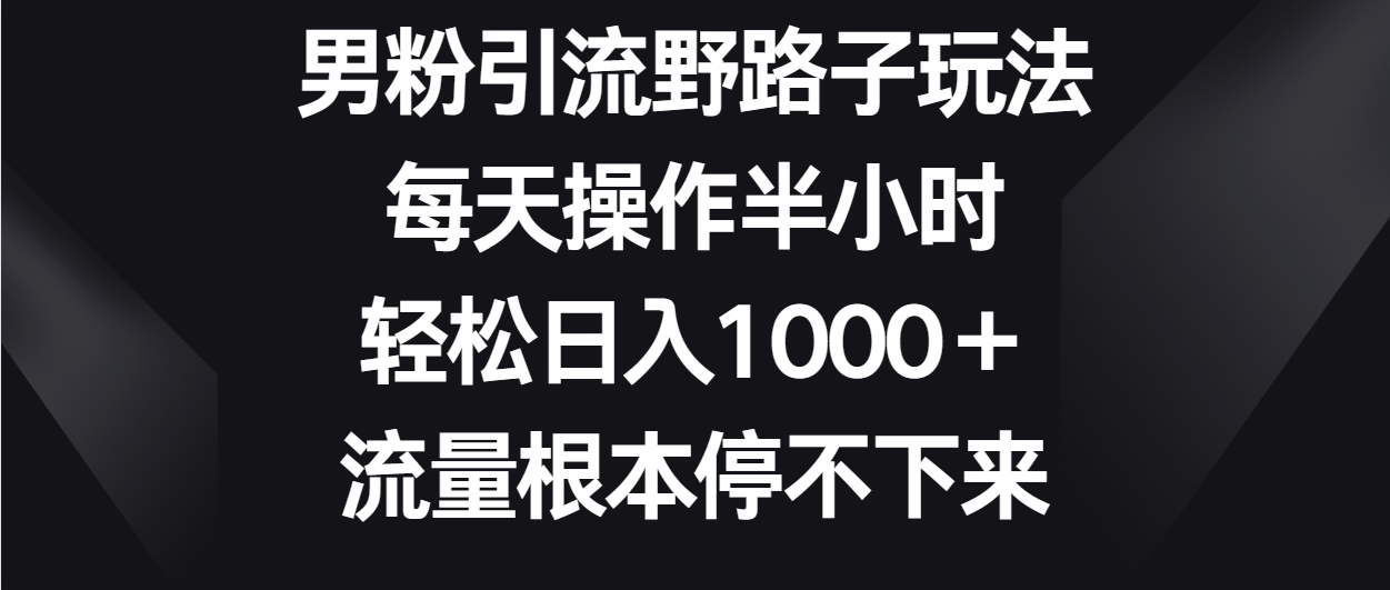 男粉引流野路子玩法,每天操作半小時(shí)輕松日入1000+,流量根本停不下來 - 嚴(yán)選資源大全