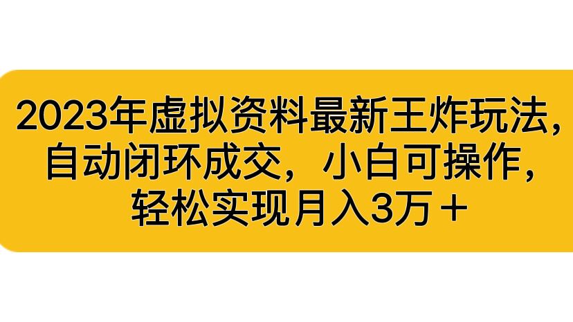 2023年虛擬資料最新王炸玩法，自動閉環成交，小白可操作，輕松實現月入3… - 嚴選資源大全