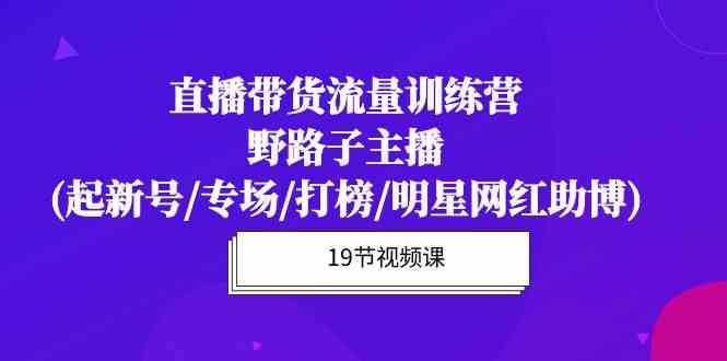 (10016期)直播帶貨流量特訓營,野路子主播(起新號/專場/打榜/明星網紅助博)19節課 - 嚴選資源大全