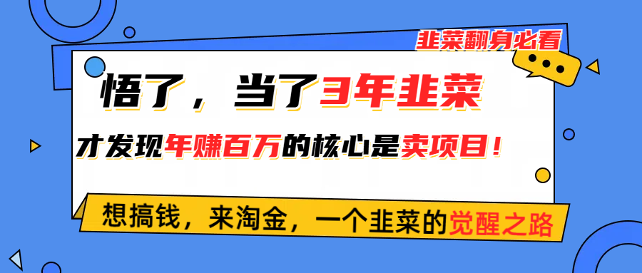 (10759期)悟了,當(dāng)了3年韭菜,才發(fā)現(xiàn)網(wǎng)賺圈年賺100萬的核心是賣項目,含淚分享! - 嚴(yán)選資源大全