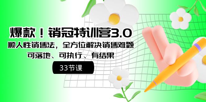 爆款!銷冠特訓營3.0之順人性銷售法,全方位解決銷售難題、可落地 - 嚴選資源大全