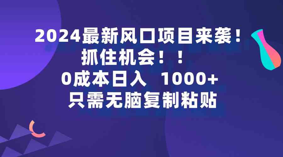 (9899期)2024最新風(fēng)口項(xiàng)目來(lái)襲,抓住機(jī)會(huì),0成本一部手機(jī)日入1000+,只需無(wú)腦復(fù)… - 嚴(yán)選資源大全