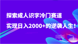 探索成人識字冷門賽道，實現日入2000+的逆襲人生！ - 嚴選資源大全 - 嚴選資源大全
