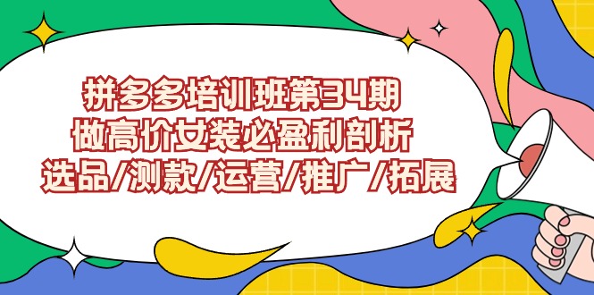 拼多多培訓班第34期：做高價女裝必盈利剖析 選品/測款/運營/推廣/拓展 - 嚴選資源大全