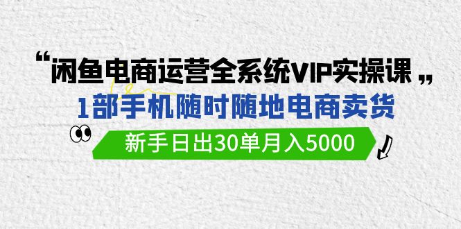 閑魚電商運營全系統VIP實戰課,1部手機隨時隨地賣貨,新手日出30單月入5000 - 嚴選資源大全