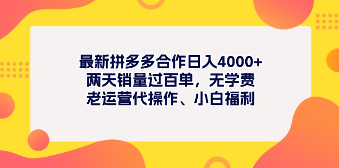最新拼多多項目日入4000+兩天銷量過百單,無學費、老運營代操作、小白福利 - 嚴選資源大全