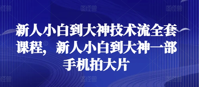 新人小白到大神技術流全套課程,新人小白到大神一部手機拍大片 - 嚴選資源大全