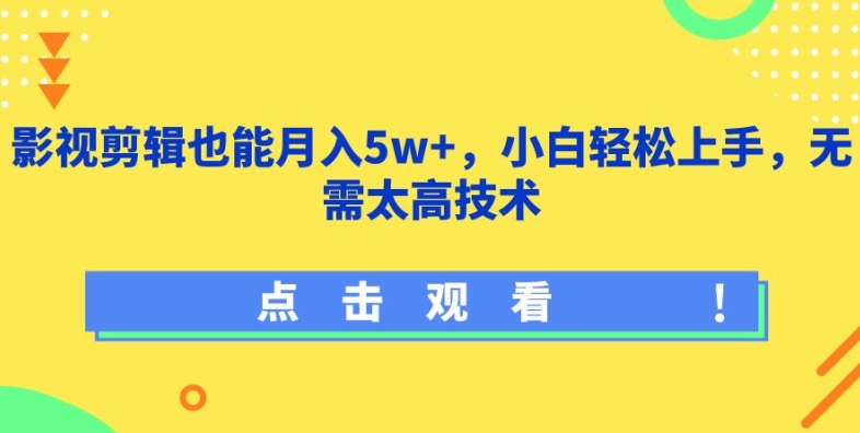 影視剪輯也能月入5w+，小白輕松上手，無(wú)需太高技術(shù) - 嚴(yán)選資源大全