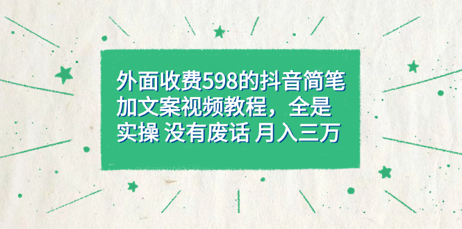外面收費598抖音簡筆加文案教程,全是實操 沒有廢話 月入三萬(教程+資料) - 嚴選資源大全