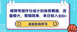 視頻號創(chuàng)作分成計劃體育賽道，流量極大，剪輯簡單，單日收入300+ - 嚴選資源大全 - 嚴選資源大全