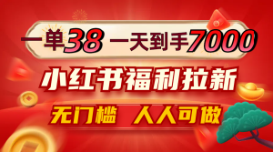 一單38，一天到手7000+，小紅書福利拉新，0門檻人人可做 - 嚴(yán)選資源大全 - 嚴(yán)選資源大全