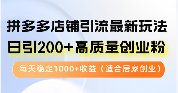 (12893期)拼多多店鋪引流最新玩法,日引200+高質量創業粉,每天穩定1000+收益(… - 嚴選資源大全