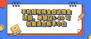 (12898期)手機短視頻掘金項目,單窗口單平臺5-20 可批量適合新手小白 - 嚴(yán)選資源大全 - 嚴(yán)選資源大全