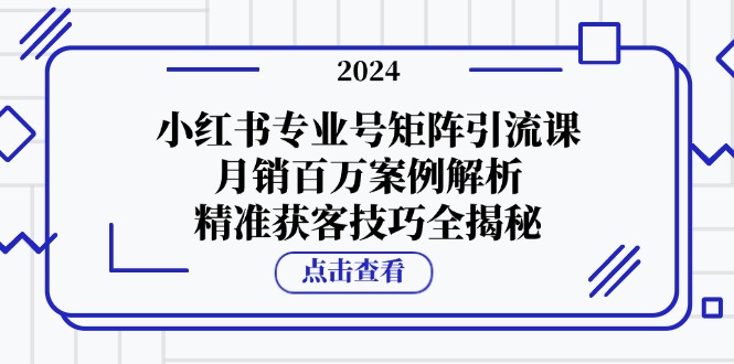 小紅書專業號矩陣引流課,月銷百萬案例解析,精準獲客技巧全揭秘 - 嚴選資源大全