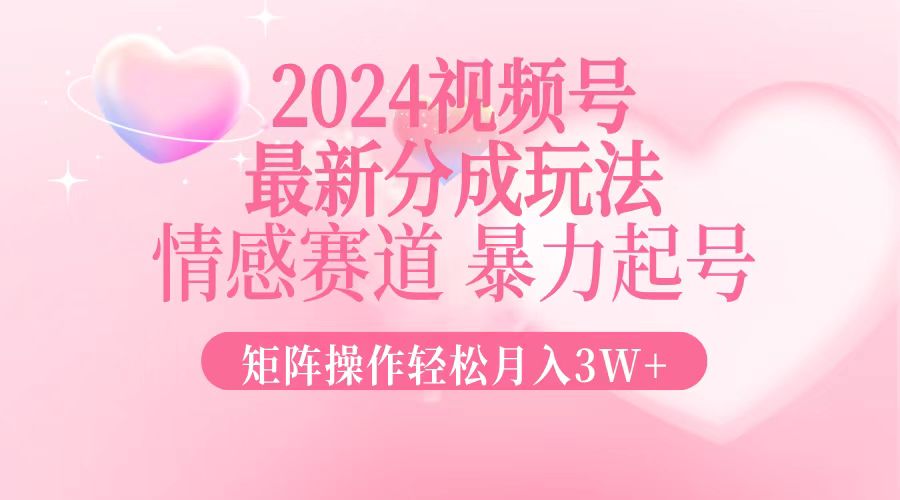 （12922期）2024最新視頻號分成玩法，情感賽道，暴力起號，矩陣操作輕松月入3W+ - 嚴選資源大全