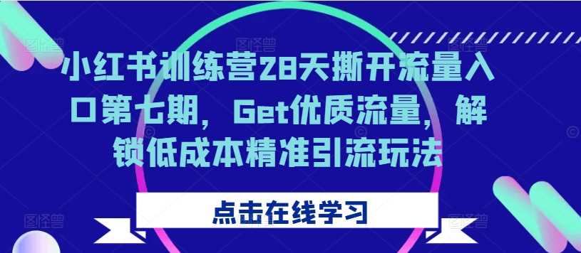 小紅書訓練營28天撕開流量入口第七期，Get優質流量，解鎖低成本精準引流玩法 - 嚴選資源大全