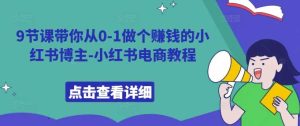 9節(jié)課帶你從0-1做個賺錢的小紅書博主-小紅書電商教程 - 嚴選資源大全 - 嚴選資源大全