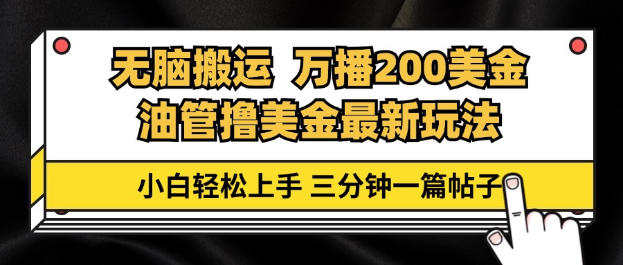 （13050期）油管無腦搬運擼美金玩法教學，萬播200刀，三分鐘一篇帖子，小白輕松上手 - 嚴選資源大全
