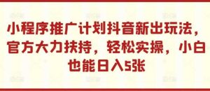 小程序推廣計劃抖音新出玩法,官方大力扶持,輕松實操,小白也能日入5張【揭秘】 - 嚴選資源大全 - 嚴選資源大全