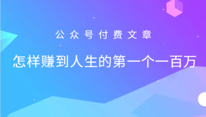 某公眾號付費文章：怎么樣才能賺到人生的第一個一百萬 - 嚴選資源大全 - 嚴選資源大全