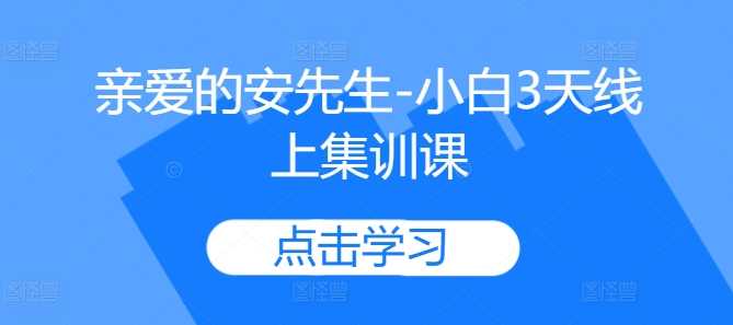 親愛的安先生-小白3天線上集訓(xùn)課 - 嚴(yán)選資源大全
