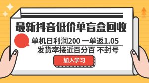(13092期)最新抖音低價單盲盒回收 一單1.05 單機日利潤200 純綠色不封號 - 嚴選資源大全 - 嚴選資源大全