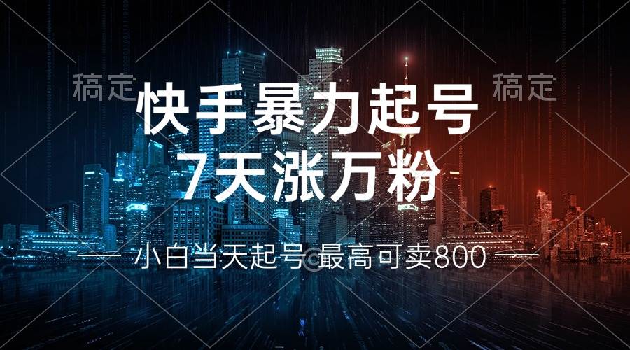 (13142期)快手暴力起號,7天漲萬粉,小白當天起號 多種變現方式,賬號回收,單月… - 嚴選資源大全