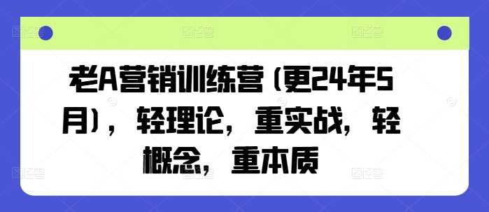 老A營銷訓練營(更24年10月),輕理論,重實戰,輕概念,重本質 - 嚴選資源大全