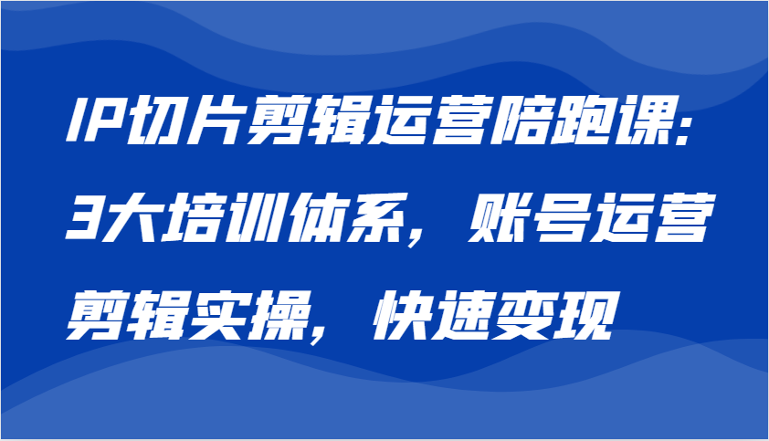 IP切片剪輯運營陪跑課,3大培訓體系:賬號運營 剪輯實操 快速變現 - 嚴選資源大全