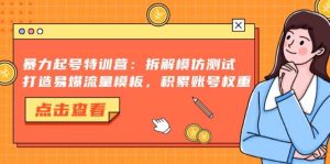 （13184期）暴力起號特訓營：拆解模仿測試，打造易爆流量模板，積累賬號權重 - 嚴選資源大全 - 嚴選資源大全
