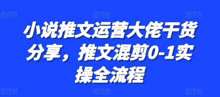 小說推文運營大佬干貨分享，推文混剪0-1實操全流程 - 嚴選資源大全
