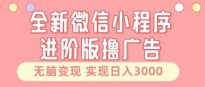 全新微信小程序進階版擼廣告 無腦變現睡后也有收入 日入3000+ - 嚴選資源大全 - 嚴選資源大全