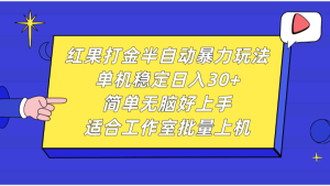 紅果打金半自動暴力玩法,單機穩定日入30+,簡單無腦好上手,適合工作室批量上機 - 嚴選資源大全 - 嚴選資源大全