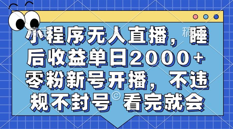 (13251期)小程序無人直播,睡后收益單日2000+ 零粉新號開播,不違規(guī)不封號 看完就會 - 嚴選資源大全