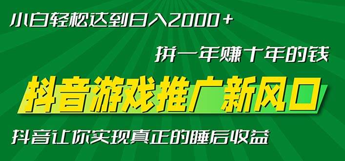 （13331期）新風口抖音游戲推廣—拼一年賺十年的錢，小白每天一小時輕松日入2000＋ - 嚴選資源大全
