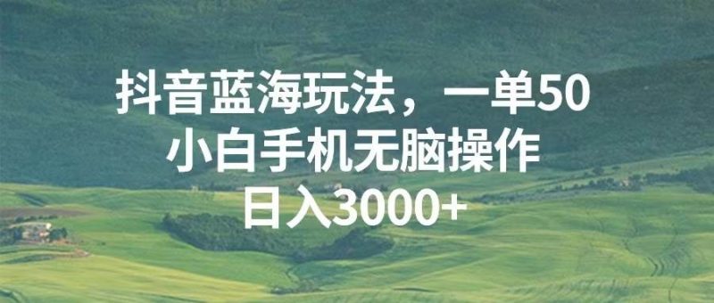 (13353期)抖音藍海玩法,一單50,小白手機無腦操作,日入3000+ - 嚴選資源大全 - 嚴選資源大全