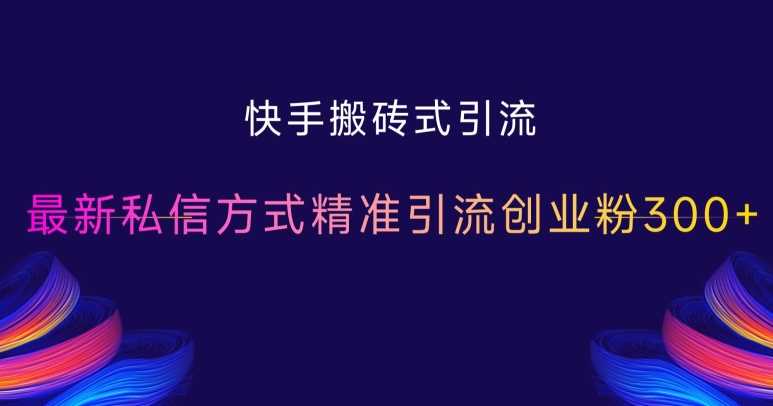 快手搬磚式引流,最新私信方式精準引流創業粉300+ - 嚴選資源大全