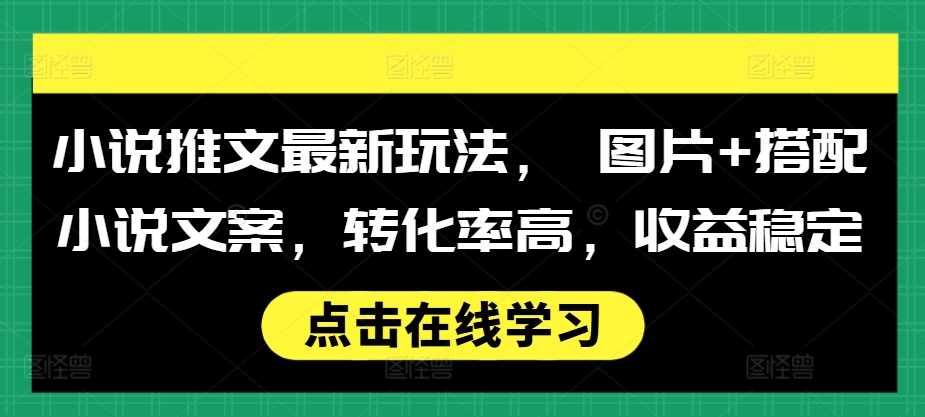 小說推文最新玩法， 圖片+搭配小說文案，轉化率高，收益穩定 - 嚴選資源大全