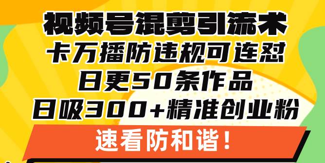 （13400期）視頻號混剪引流技術，500萬播放引流17000創業粉，操作簡單當天學會 - 嚴選資源大全