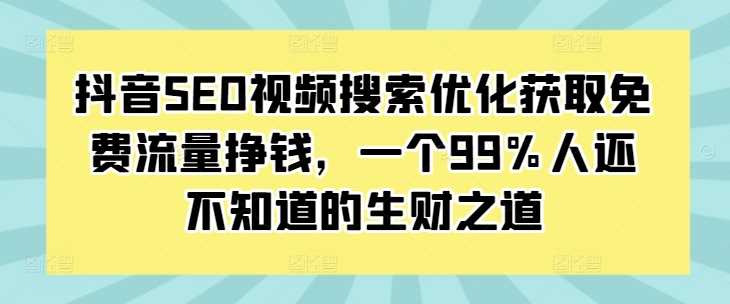 抖音SEO視頻搜索優化獲取免費流量掙錢,一個99%人還不知道的生財之道 - 嚴選資源大全
